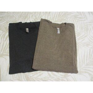 Lot of 2 American Apparel Tri-Blend Mens Crewneck T-Shirts L Grey & Tan Colors P